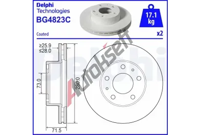 DELPHI Brzdov kotou - 280 mm DF BG4823C, BG4823C