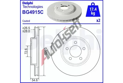 DELPHI Brzdov kotou - 320 mm DF BG4915C, BG4915C