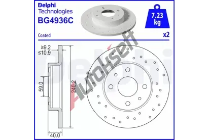 DELPHI Brzdov kotou - 240 mm DF BG4936C, BG4936C