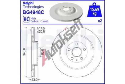 DELPHI Brzdov kotou - 340 mm DF BG4948C, BG4948C