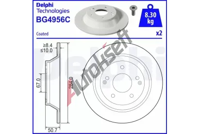 DELPHI Brzdov kotou - 284 mm DF BG4956C, BG4956C