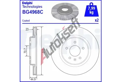 DELPHI Brzdov kotou - 315 mm DF BG4968C, BG4968C