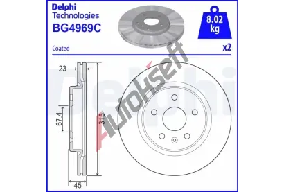 DELPHI Brzdov kotou - 315 mm DF BG4969C, BG4969C