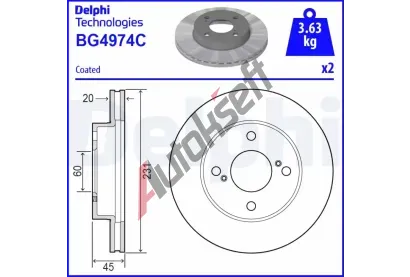 DELPHI Brzdov kotou - 231 mm DF BG4974C, BG4974C