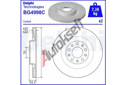DELPHI Brzdov kotou - 320 mm DF BG4998C, BG4998C