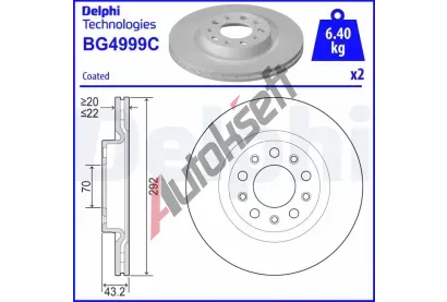 DELPHI Brzdov kotou - 292 mm DF BG4999C, BG4999C