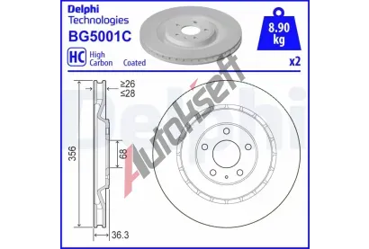 DELPHI Brzdov kotou - 356 mm DF BG5001C, BG5001C