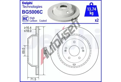 DELPHI Brzdov kotou - 314 mm DF BG5006C, BG5006C