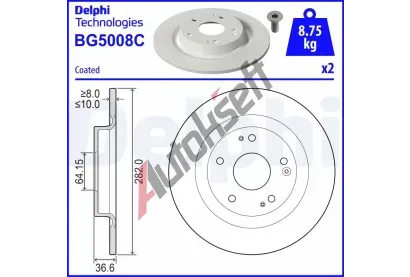 DELPHI Brzdov kotou - 282 mm DF BG5008C, BG5008C