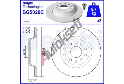 DELPHI Brzdov kotou - 282 mm DF BG5020C, BG5020C