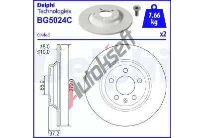 DELPHI Brzdový kotouč - 272 mm DF BG5024C, BG5024C  DELPHI Brzdový kotouč - 272 mm DF BG5024C, BG5024C