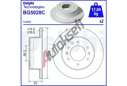 DELPHI Brzdov� kotou� - 316 mm DF BG5028C, BG5028C