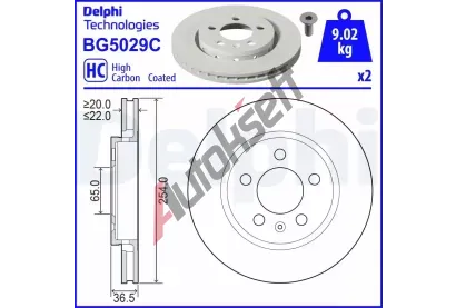 DELPHI Brzdov kotou - 254 mm DF BG5029C, BG5029C