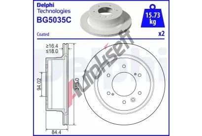 DELPHI Brzdov kotou - 315 mm DF BG5035C, BG5035C