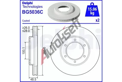 DELPHI Brzdov kotou - 285 mm DF BG5036C, BG5036C