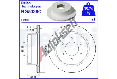 DELPHI Brzdov kotou - 315 mm DF BG5038C, BG5038C
