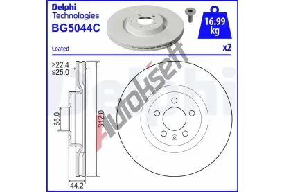 DELPHI Brzdov kotou - 312 mm DF BG5044C, BG5044C