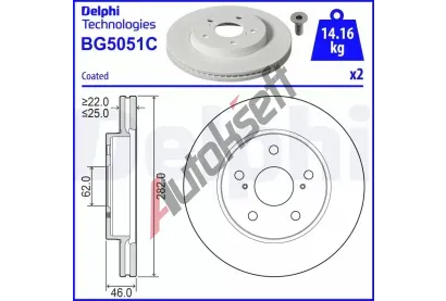 DELPHI Brzdov kotou - 282 mm DF BG5051C, BG5051C