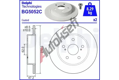 DELPHI Brzdov kotou - 274 mm DF BG5052C, BG5052C