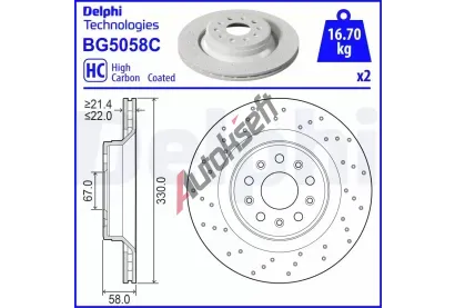DELPHI Brzdov� kotou� - 330 mm DF BG5058C, BG5058C