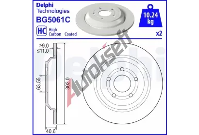 DELPHI Brzdov kotou - 302 mm DF BG5061C, BG5061C