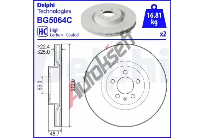 DELPHI Brzdov kotou - 312 mm DF BG5064C, BG5064C