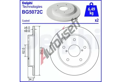 DELPHI Brzdov kotou - 252 mm DF BG5072C, BG5072C