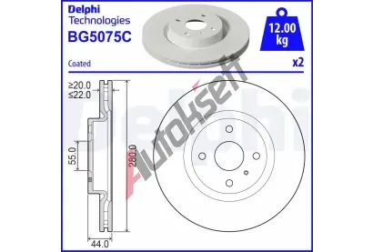 DELPHI Brzdov kotou - 280 mm DF BG5075C, BG5075C