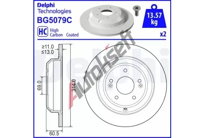 DELPHI Brzdov kotou - 314 mm DF BG5079C, BG5079C