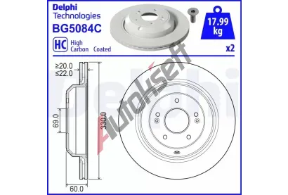 DELPHI Brzdov kotou - 330 mm DF BG5084C, BG5084C