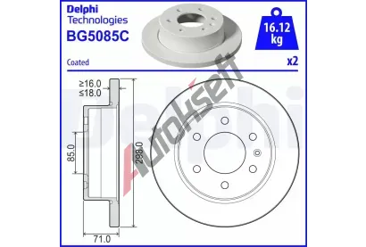 DELPHI Brzdov kotou - 298 mm DF BG5085C, BG5085C