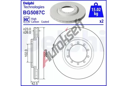 DELPHI Brzdov kotou - 290 mm DF BG5087C, BG5087C