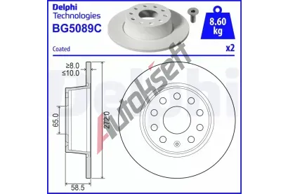DELPHI Brzdov kotou - 272 mm DF BG5089C, BG5089C