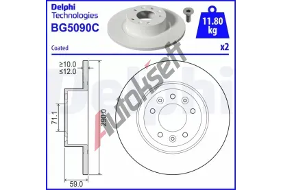 DELPHI Brzdov kotou - 290 mm DF BG5090C, BG5090C