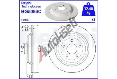 DELPHI Brzdový kotouč - 320 mm DF BG5094C, BG5094C DELPHI Brzdový kotouč - 320 mm DF BG5094C, BG5094C