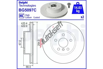 DELPHI Brzdov� kotou� - 294 mm DF BG5097C, BG5097C