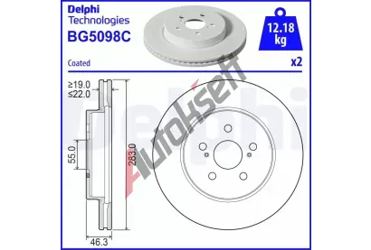 DELPHI Brzdov kotou - 283 mm DF BG5098C, BG5098C