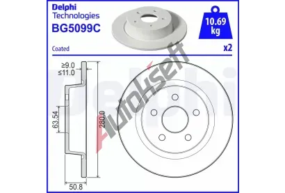 DELPHI Brzdov kotou - 280 mm DF BG5099C, BG5099C