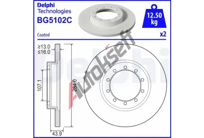 DELPHI Brzdov kotou - 284 mm DF BG5102C, BG5102C