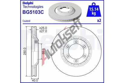 DELPHI Brzdov kotou - 280 mm DF BG5103C, BG5103C