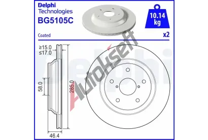 DELPHI Brzdov kotou - 285 mm DF BG5105C, BG5105C