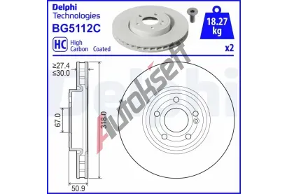 DELPHI Brzdov kotou - 318 mm DF BG5112C, BG5112C