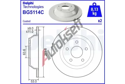 DELPHI Brzdový kotouč - 271 mm DF BG5114C, BG5114C  DELPHI Brzdový kotouč - 271 mm DF BG5114C, BG5114C