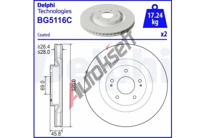 DELPHI Brzdov kotou - 320 mm DF BG5116C, BG5116C