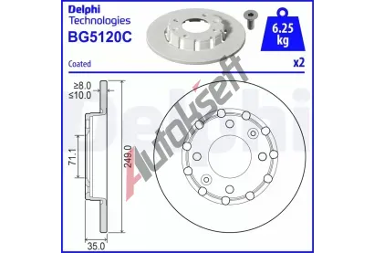 DELPHI Brzdov kotou - 249 mm DF BG5120C, BG5120C