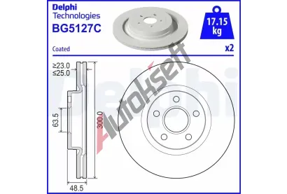 DELPHI Brzdový kotouč - 300 mm DF BG5127C, BG5127C  DELPHI Brzdový kotouč - 300 mm DF BG5127C, BG5127C