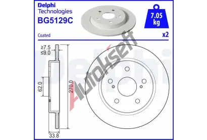 DELPHI Brzdov kotou - 270 mm DF BG5129C, BG5129C
