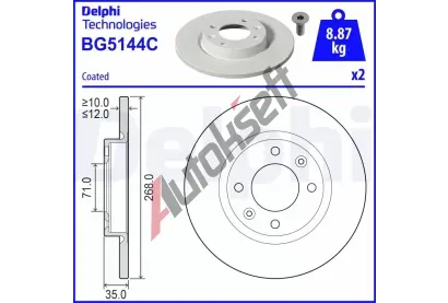 DELPHI Brzdov kotou - 268 mm DF BG5144C, BG5144C