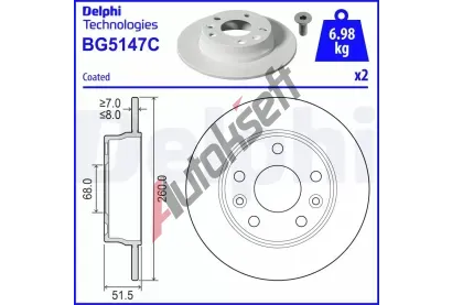 DELPHI Brzdov kotou - 260 mm DF BG5147C, BG5147C