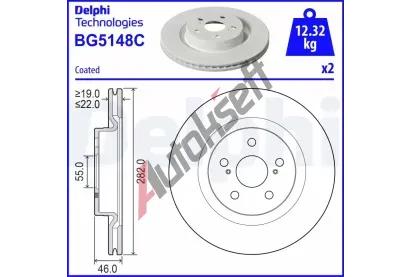 DELPHI Brzdov kotou - 282 mm DF BG5148C, BG5148C